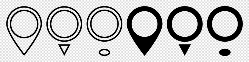 Set of Location pin icons. GPS marker. Vector illustration.