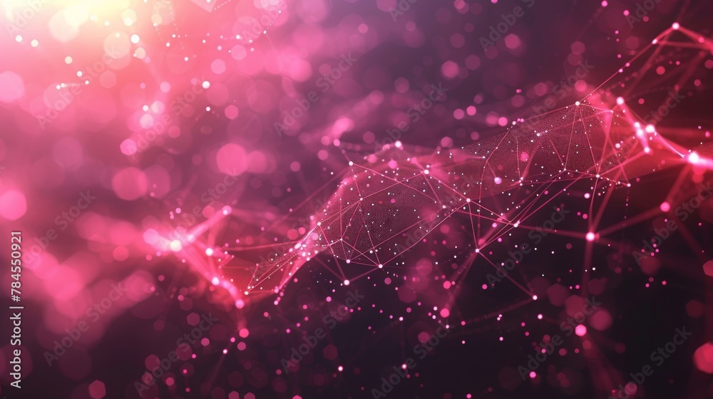 Aufkleber A bright plexus polygonal space with dots and lines represents abstract technology.