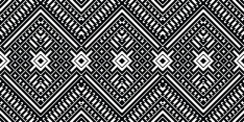 Pixel Seamless Pattern Embroidery Background. Pixel Design Geometric Ethnic Oriental Pattern Traditional. Pixel Aztec Style Abstract Design for Print Texture,fabric,saree,sari,carpet.