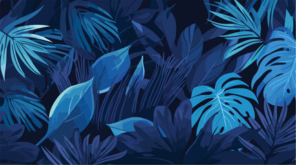 Vector background with a collection of tropical lea