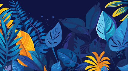 Vector background with a collection of tropical lea