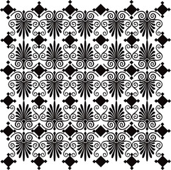 seamless black and white pattern with flowers