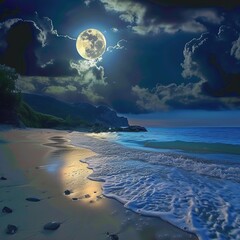 Moonlight Romantic Environment at the Beach