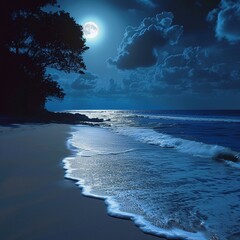 Moonlight Romantic Environment at the Beach