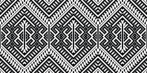 Motif Pixel Seamless Pattern Embroidery Background. Pixel Flower Geometric Ethnic Oriental Pattern Traditional. Pixel Aztec Style Abstract Design for Print Texture,fabric,saree,sari,carpet.