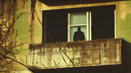 Sinister Silhouette: Figure in Window, Watching from an Empty Building
