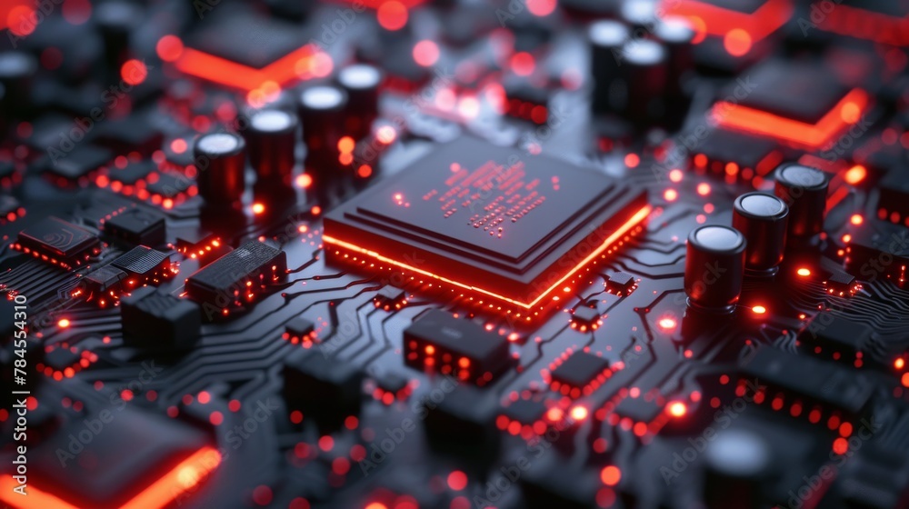 Poster An overview of the central computer processor concept. 3D rendering, concept image...
