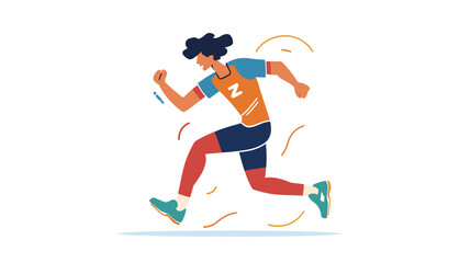 Fototapeta na wymiar flat vector illustration of a woman running against a white background in a simple minimalistic style