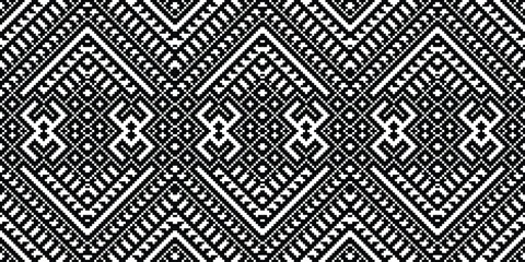 Pixel Seamless Pattern Embroidery Background. Pixel Seamless Geometric Ethnic Oriental Pattern Traditional. Pixel Aztec Style Abstract Design for Print Texture,fabric,saree,sari,carpet.