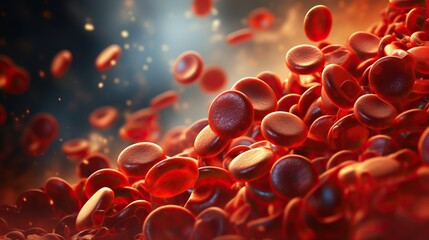 Microscopic closeup of red blood cells - obrazy, fototapety, plakaty
