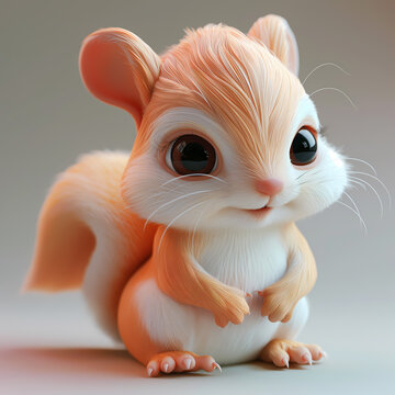 A cute and happy baby squirrel 3d illustration