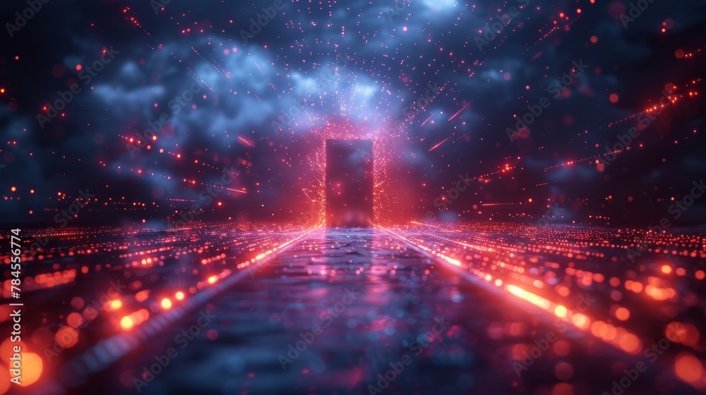 Poster In a digital universe, a digital data center is a portal to a virtual reality. In a virtual world, a cyber door is a fantasy gateway to an imaginary world.