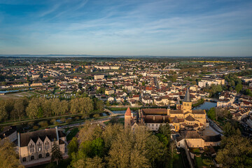 Obraz premium Aerial View of Paray-le-Monial, Saône-et-Loire, France