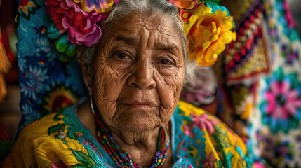 Reflejos Sagrados: Mujer Mexicana Mayor en Adoración, Encontrando Paz en la Fe.