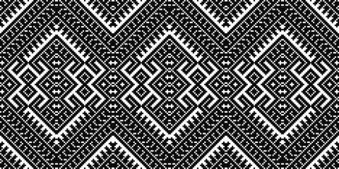 Pixel Fabric Paisley Embroidery Background. Pixel Damask Geometric Ethnic Oriental Pattern traditional.aztec Style Abstract Vector illustration.design for Texture,fabric,clothing,wrapping,sarong.