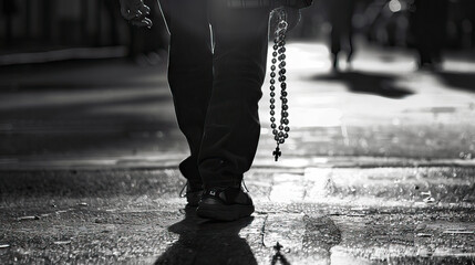 Path of Prayer: Man with Prayer Beads, Walking in Devotion