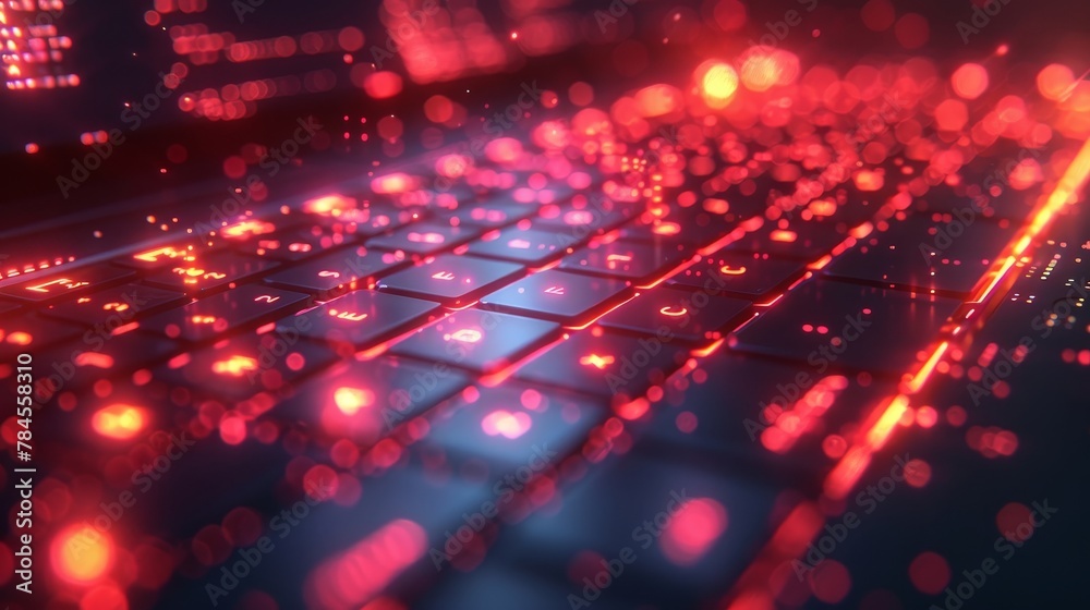 Poster Programming, coding, software testing on a laptop. Abstract program code on a screen. Icons of modern computer technology. Digital Computer technology isometric.