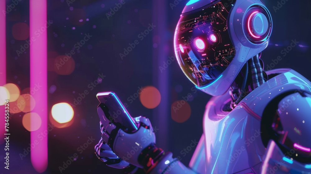 Fototapete An AI Chatbot is used by a businessman in his smartphone intelligence created by OpenAI generates. Robot in the online system using the Ai.Chat software.