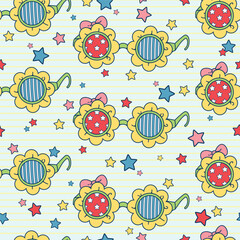 Seamless pattern of Flower shaped glasses. This illustration has an American Independence Day theme. Pattern for fabric and wrapping paper, design wallpaper and fashion prints.