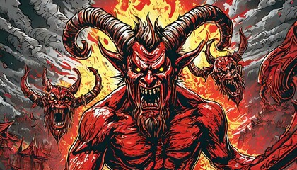 scary devil and demons - obrazy, fototapety, plakaty