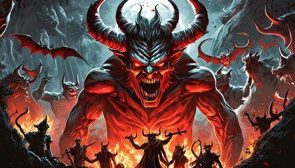 scary devil and demons - obrazy, fototapety, plakaty