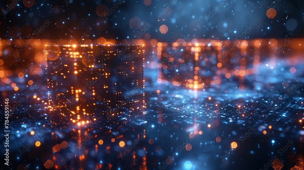 Poster Blockchain technology abstract banners. Mining, exchanging, p2p arbitration. Digital blocks and cubes for digital financial data. Fintech abstract backgrounds. Blockchain technology.