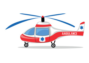Medical helicopter for delivering patients to the hospital. Ambulance, emergency medical care. Thanks to the doctors and nurses. Urgent hospitalization. Vector illustration. - 784559738