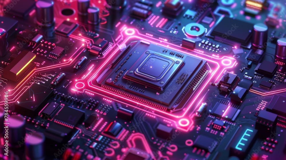 Aufkleber Computer concepts: quantum computer, large data processing, and database. Computer processors concept. Digital chip....