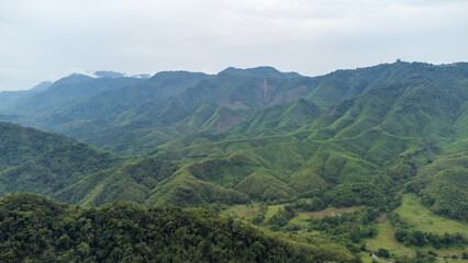 Aerial view of Beautiful mountain valley in nungba near rengpang village. Nature landscape image of manipur in india.