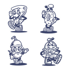 fast food classic retro mascot cartoon character design