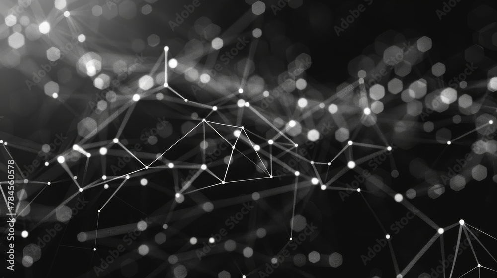 Poster Polygonal space with connecting dots and lines. 3D rendering. Abstract.