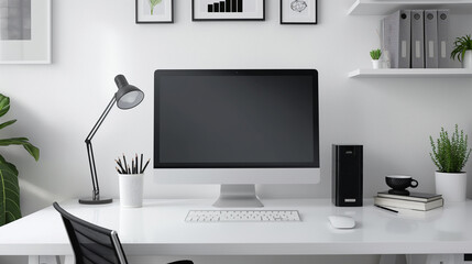 Minimalist Workspace Background Capture clean, clutter-free desk setups with modern office computer accessories 