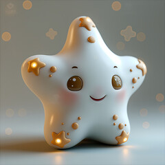 A cute and happy baby starfish 3d illustration