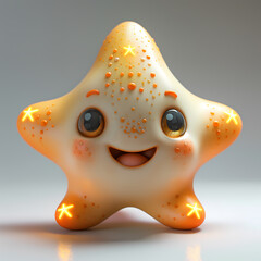 A cute and happy baby starfish 3d illustration