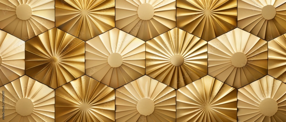 Poster modern gold japanese pattern. geometric hexagonal background.