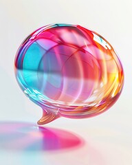 Obraz premium Holographic liquid chat bubble icon, 3D, radiant and reflective, on white