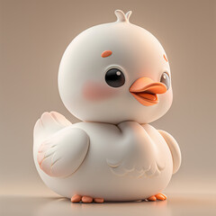 A cute and happy baby swan 3d illustration