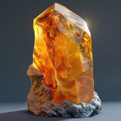 Radiant Amber Crystal Specimen Showcases Natural Geological Magnificence