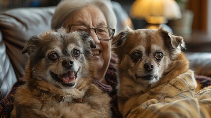 Craft a heartwarming scene of a pet-friendly nursing home