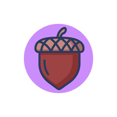 Acorn colorful line icon. Oak, nut, shell. Natural ingredient, autumn, harvest concept. Vector illustration for web design and apps