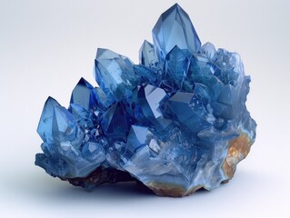 Brilliant Blue Euclase Crystal Cluster Captivating Gemstone Formation in 3D Render - obrazy, fototapety, plakaty