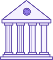 Colored Temple Icon. Vector Icon of Ancient Building with Columns. Architecture of Greece