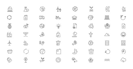 Mega set of ecology icons in trendy line style. Big set Icons collection. Vector illustration