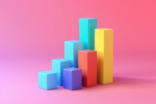 Minimal cartoon search bar chart icon proportion data analytics optimization growth statistics finance graph business development concept. 3d rendering illustration 