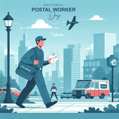 National Postal Worker Day, July 1st, National Postal Worker Day poster, mailbox. National Postal Worker Day post, Happy National Postal Worker Day. Poster, Post, Vector. card, July 1. Social media.  - obrazy, fototapety, plakaty
