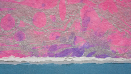fantasy paper landscape created with marbled lokta paper and sheets of handmade rag paper