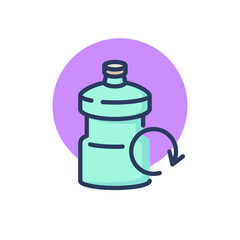 Reusable bottle for water line icon. Recycling arrow, plastic container, storage. Fresh water, aqua concept. Vector illustration for web design and apps