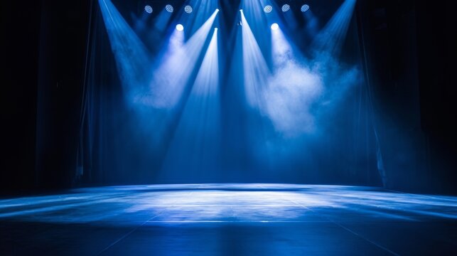 Artistic performances stage light background with spotlight illuminated the stage for contemporary dance. Empty stage with monochromatic colors and lighting design. Entertainment show
