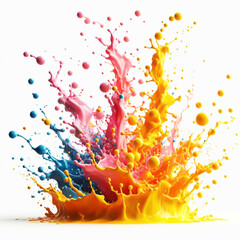 Colorful ink splashes on white background