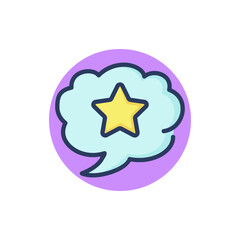 Speech bubble with star line icon. Bonus point, cloud, online chat outline sign. Loyalty program, marketing, promo concept. Vector illustration for web design and apps